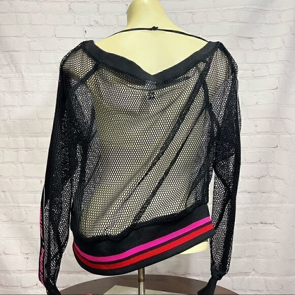 ZUMBA off shoulder mesh top with bright pink piping in Medium, Large & XL - Picture 2 of 7